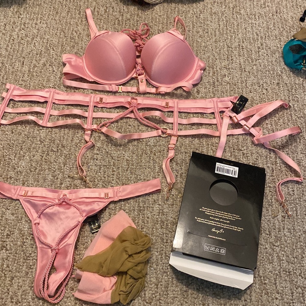 RARE FULL SET Shibari Candy Pink Honey Birdette Lingerie Set